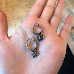 Hugging Earring With Heart Drop